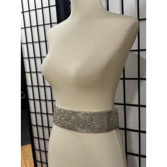 La Regale Vintage Hand Beaded Belt - White Wedding Accessory - 28 Inch Waist - Picture 1 of 10